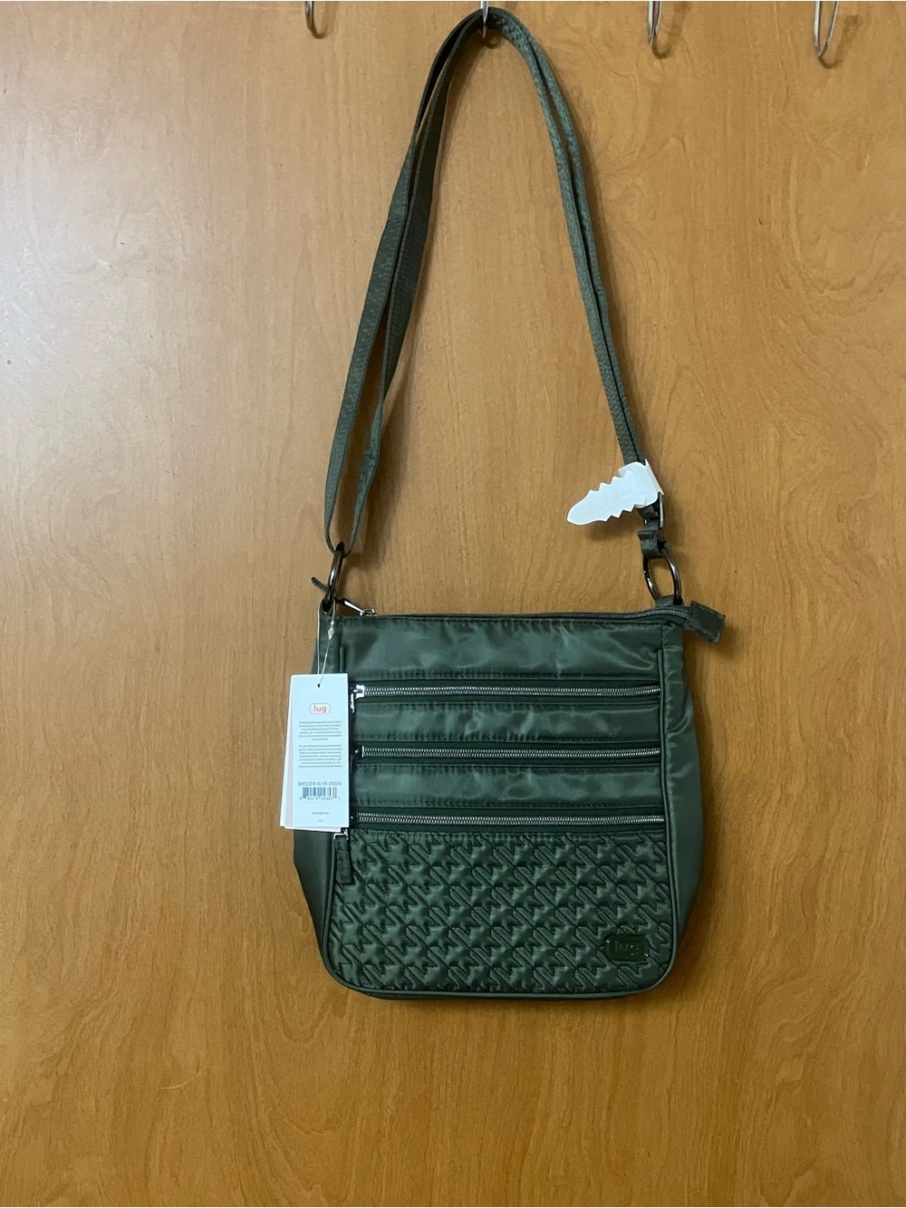 Lug Breezer Women's Olive Green Triple Zip RFID Crossbody Shoulder Bag NWT